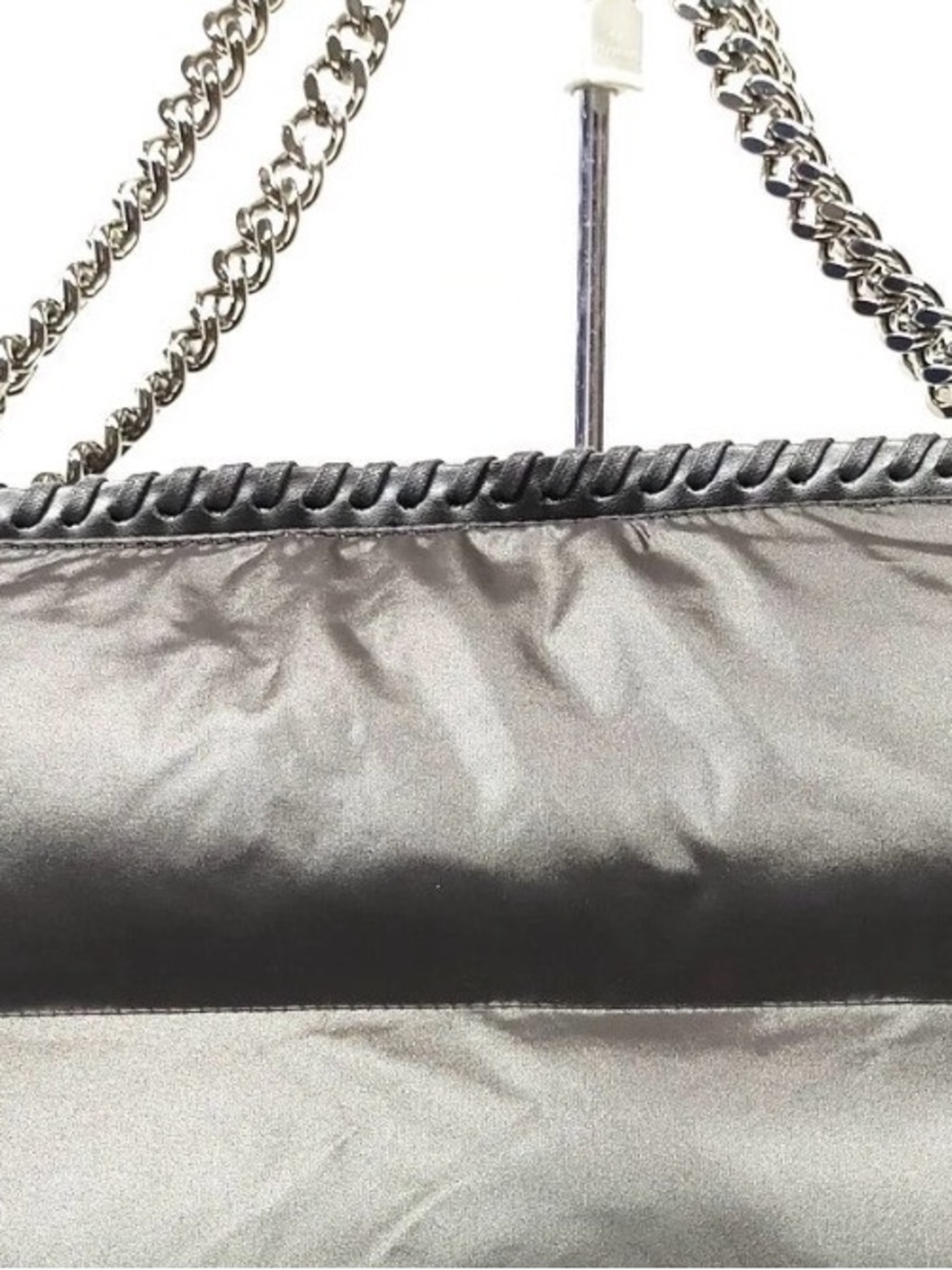 Stella McCartney Black Puffer Shoulder Bag with Chain Trim - Picture 2 of 9